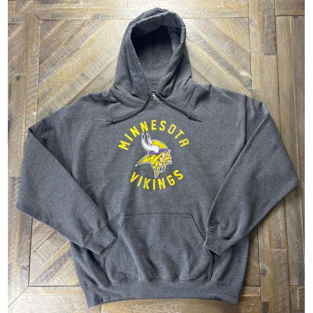 NFL Team Apparel Minnesota Vikings Hoodie Charcoal Gray Pullover Large NEW